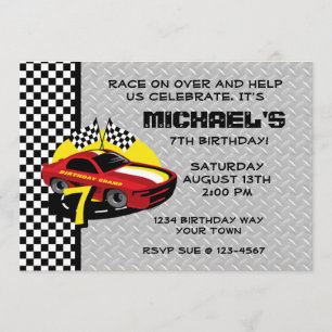 Race Car 7th Birthday Party Invitation
