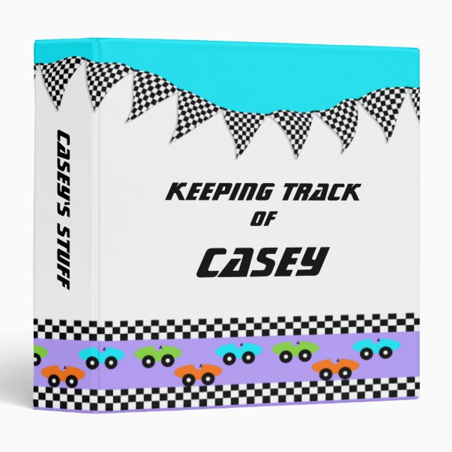 Race Car and Chequered Flags Binder (Front/Spine)