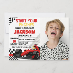 Race Car Anniversaire Invitation pour les garçons 