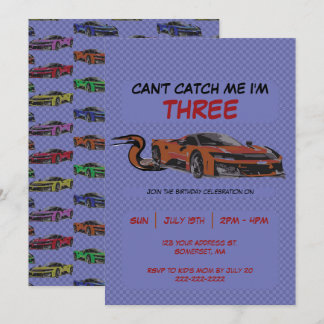 Race Car Any Age Birthday Invitation