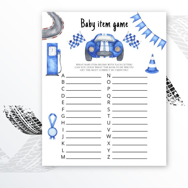 Race car baby shower. Baby item game (Creator Uploaded)