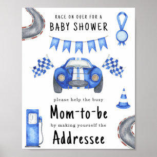 Race car baby shower Mom to be addressee Poster