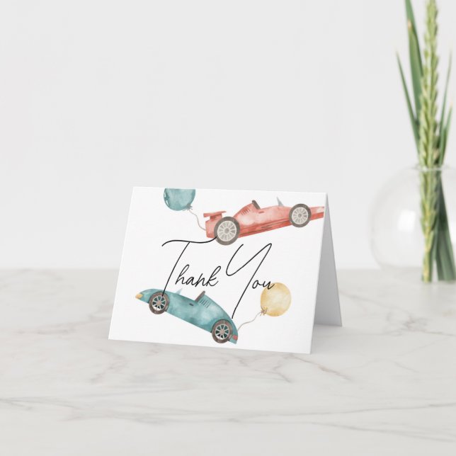 Race Car Baby shower ou Anniversaire Carte de reme (Devant)
