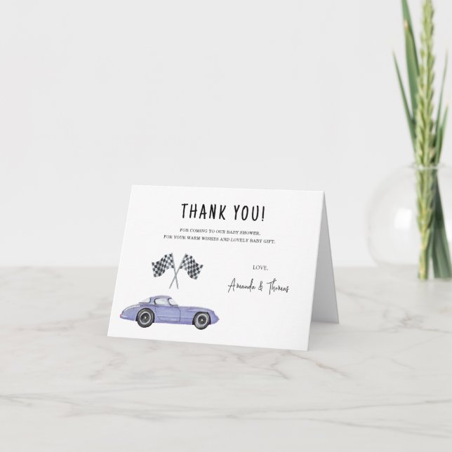 Race car Baby Shower - thank you Card (Front)