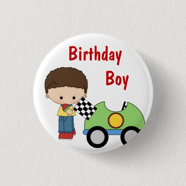 Race Car Birthday Boy Button (Front)