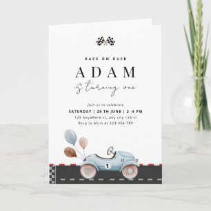 Race Car Birthday Fast One Birthday Boys Racing Invitation