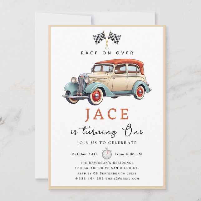 Race Car Birthday Invitation (Front)