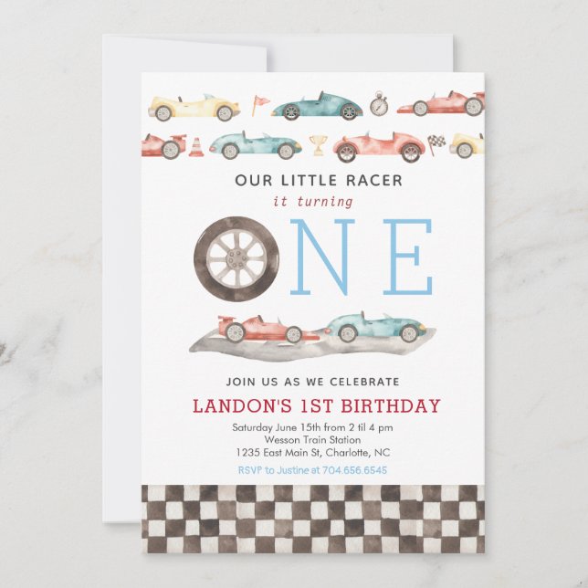 Race Car Birthday Invitation (Front)