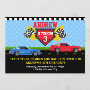 Race Car Birthday Invitation 5x7 Card Invitations