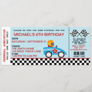 Race Car birthday invitation customizable