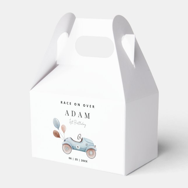 Race Car Birthday Invitation, Fast One Birthday  Favor Box (Front Side)