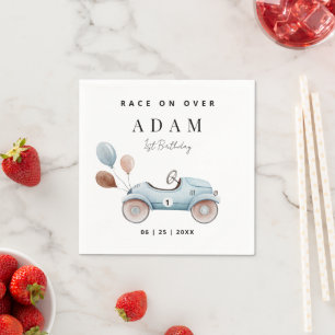 Race Car Birthday Invitation, Fast One Birthday  Napkin