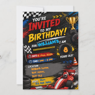 Race Car Birthday Invitation | Personalized Kids P
