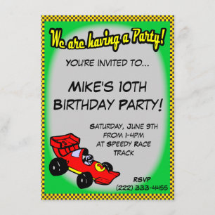 Race Car Birthday Invitations