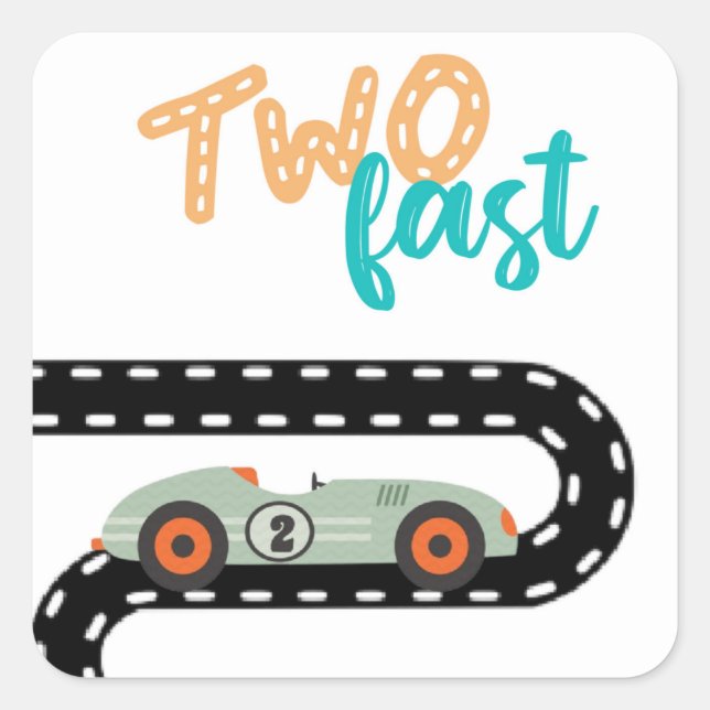 Race Car Birthday invitations, Second Birthday Ann Square Sticker (Front)