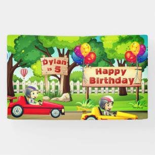 Race Car Birthday Name and Age Banner