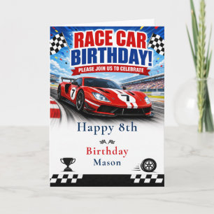Race Car Birthday Party Card