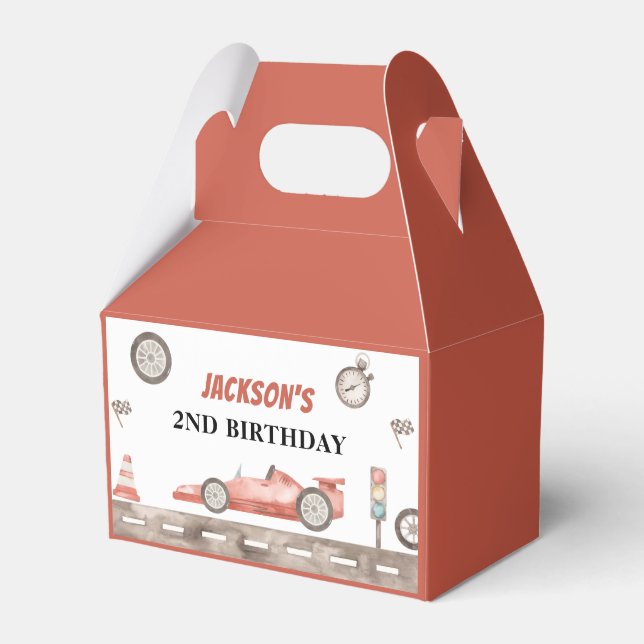 Race Car Birthday Party Favor Box (Front Side)