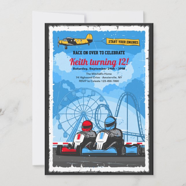 Race Car Birthday Party Invitation (Front)
