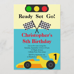 Race Car Birthday Party Invitations