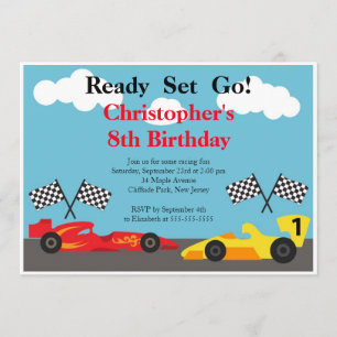 Race Car Birthday Party Invitations