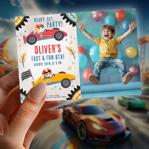 Race Car Birthday Party, Kids Racing Theme Invitation