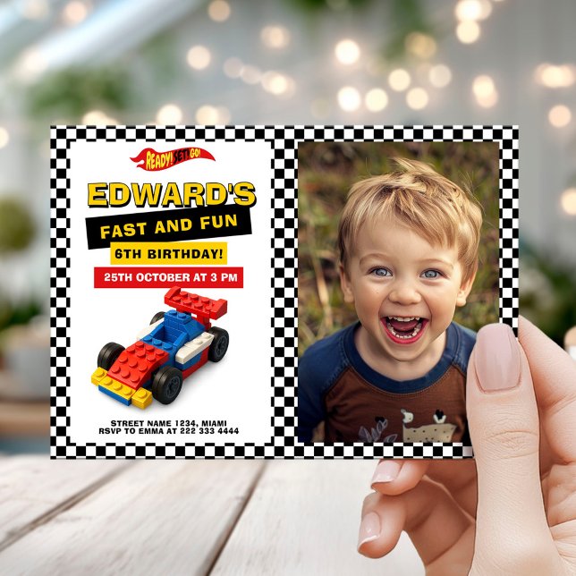 Race Car Birthday Party Photo  Invitation (Creator Uploaded)