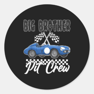 Race car birthday party racing family big brother classic round sticker