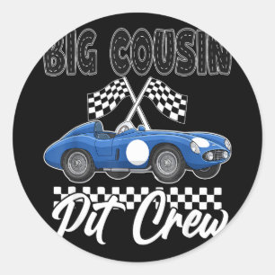 Race car birthday party racing family big cousin classic round sticker