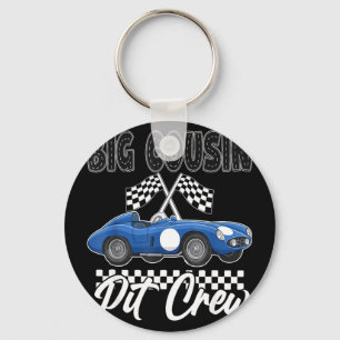 Race car birthday party racing family big cousin keychain