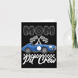 Race car birthday party racing family mom pit crew card