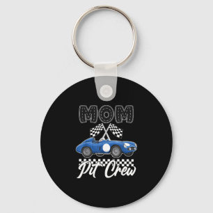 Race car birthday party racing family mom pit crew keychain