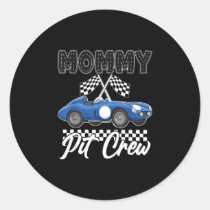 Race car birthday party racing family mommy pit classic round sticker