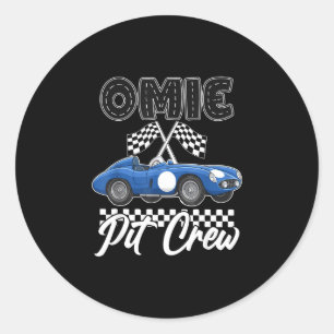 Race car birthday party racing family omie pit classic round sticker