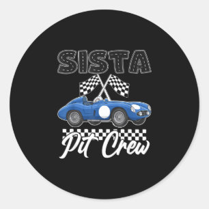 Race car birthday party racing family sista pit classic round sticker