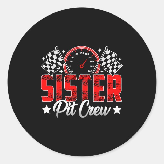 Race Car Birthday Party Racing Family Sister T Cre Classic Round Sticker (Front)