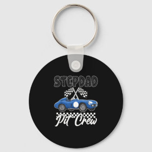 Race car birthday party racing family stepdad pit keychain