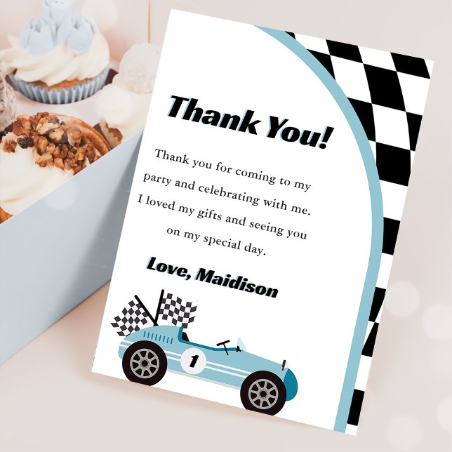 Race Car Birthday Party Thank You Card (Creator Uploaded)