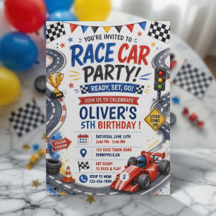 Race Car Birthday Personalized Racing Car Party Invitation