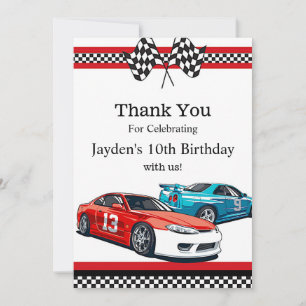 Race Car Birthday, thank you Save The Date