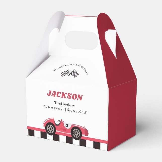 Race Car Boy Birthday Party Favor Box (Front Side)