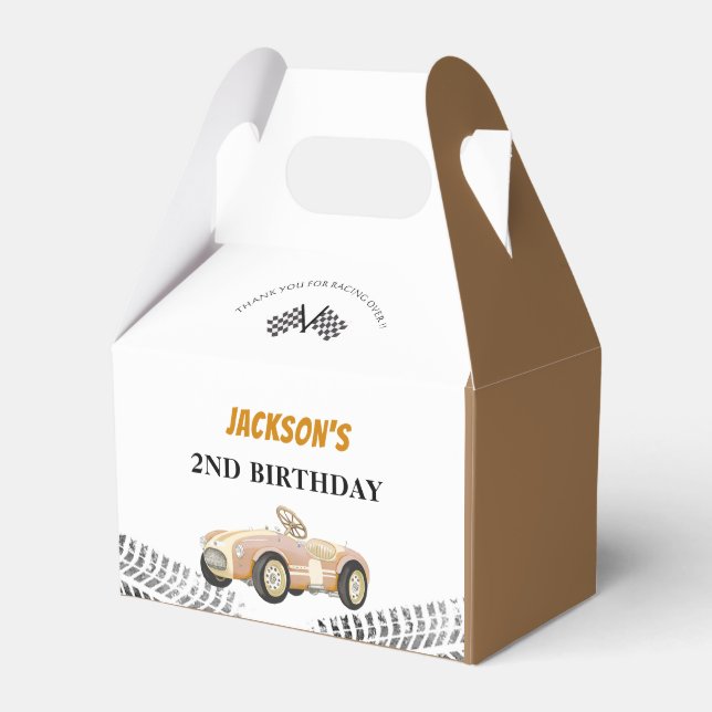 Race Car Boy Birthday Party Favor Box (Front Side)