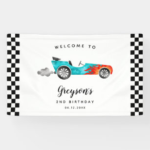 Race Car Boy Birthday Party Welcome Banner