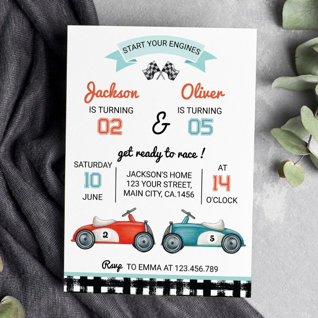 Race Car Boy Invitation Anniversaire (Créateur téléchargé)