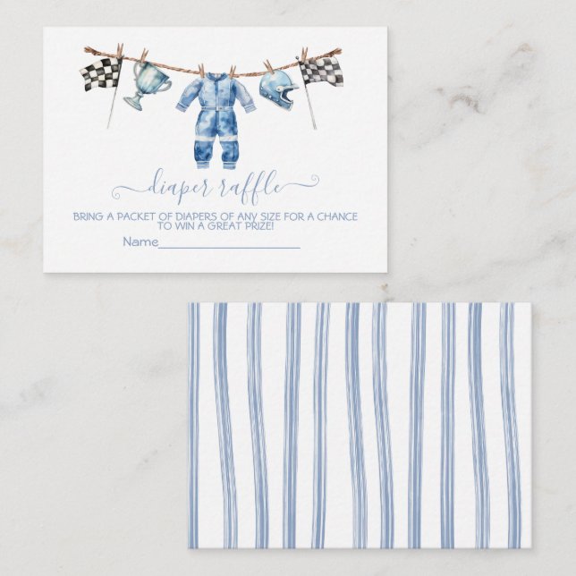 Race Car clothesline Diaper Raffle card (Front/Back)