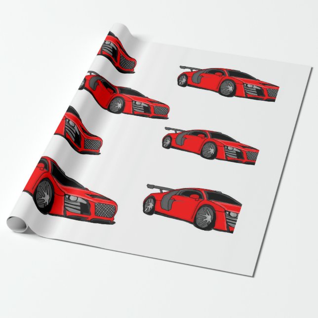 "Race car" custom wrapping paper (Unrolled)