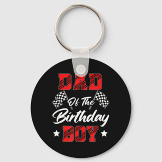 Race Car Dad Of The Birthday Boy Racing Family Pit Keychain
