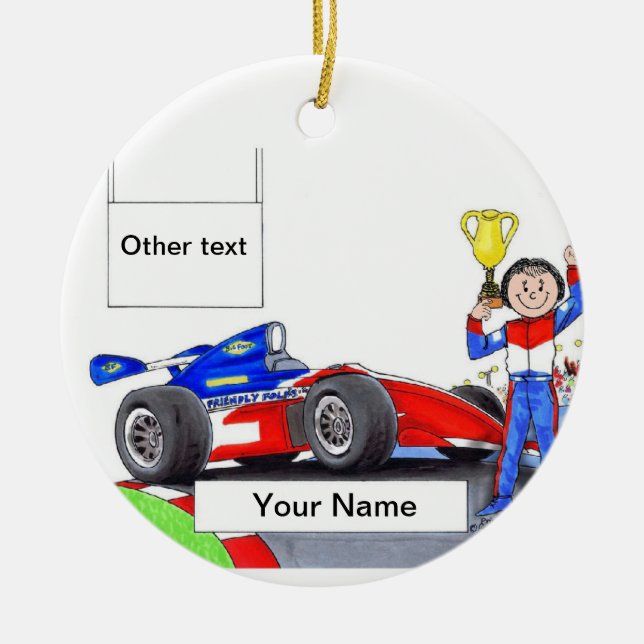 Race Car Driver, Indy - Female Ceramic Ornament (Front)