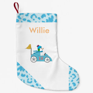 Race Car Driver Snowman Small Christmas Stocking