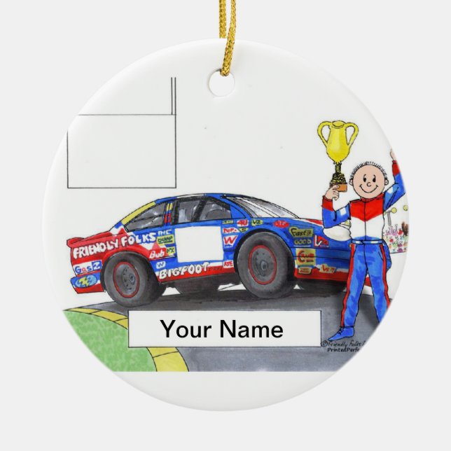 Race Car Driver, Stock - Male Ceramic Ornament (Front)
